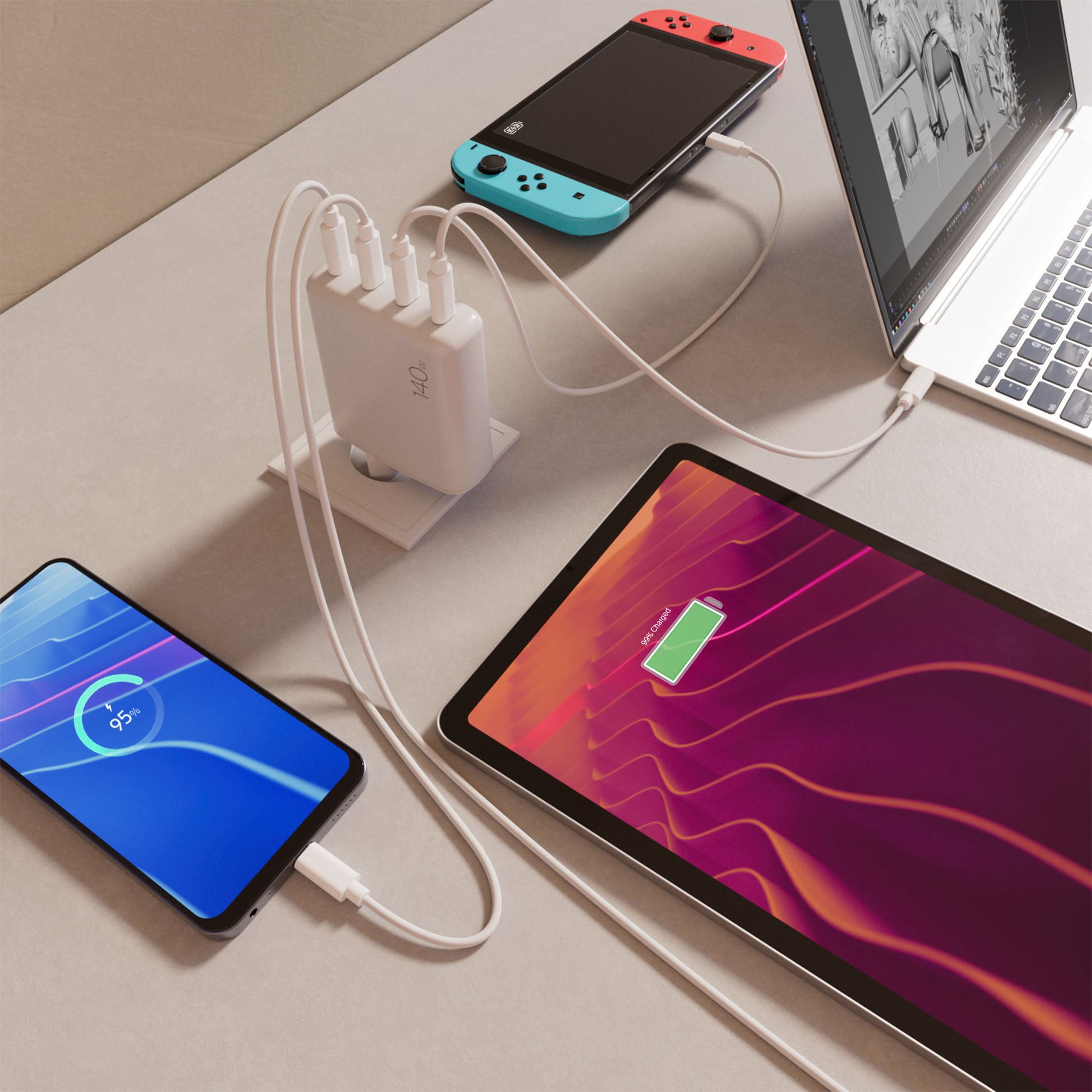 MiniPro 140W Wall Charger with GAN Technology: 4 USB-C Ports