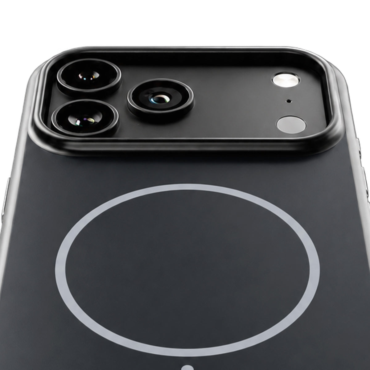 Two-tone Blend Mag case for iPhone 18 Pro/17 Pro, compatible with MagSafe, with a soft-touch finish and metallic-effect buttons
