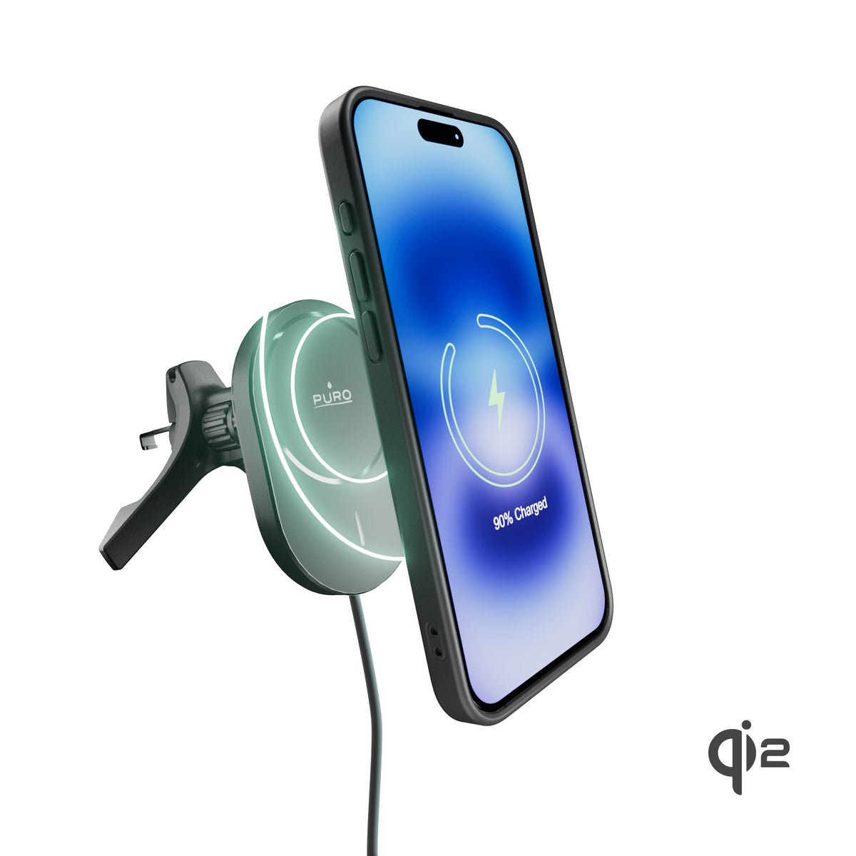 Power Mag Holder magnetic car mount with Qi2 wireless charging
