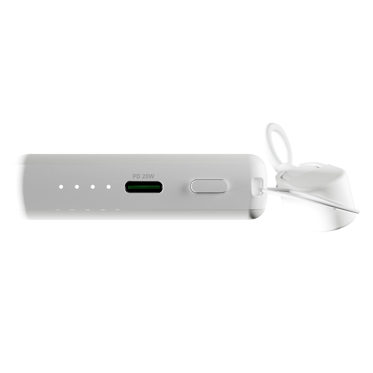 “Power Cube 5” 5,000mAh power bank with USB-C port and removable cable