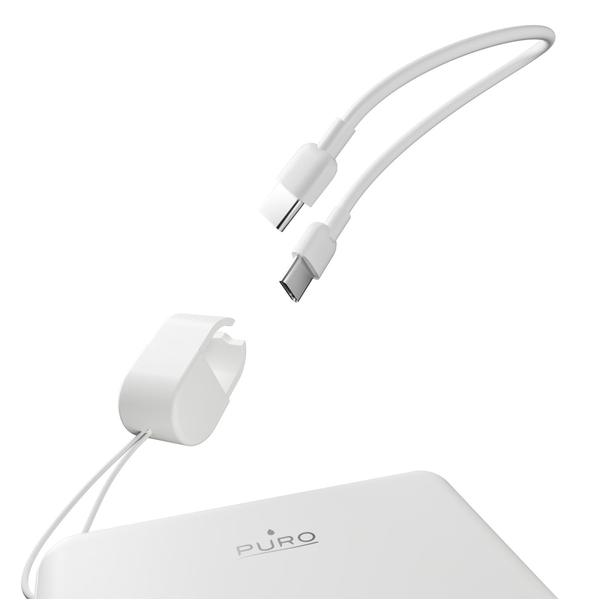 “Power Cube 5” 5,000mAh power bank with USB-C port and removable cable