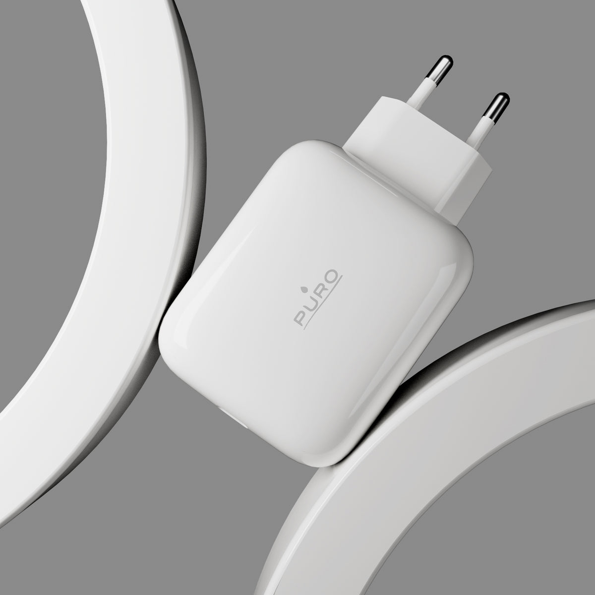 65 W MiniPro GaN wall charger with retractable USB-C cable for smartphones, tablets, laptops