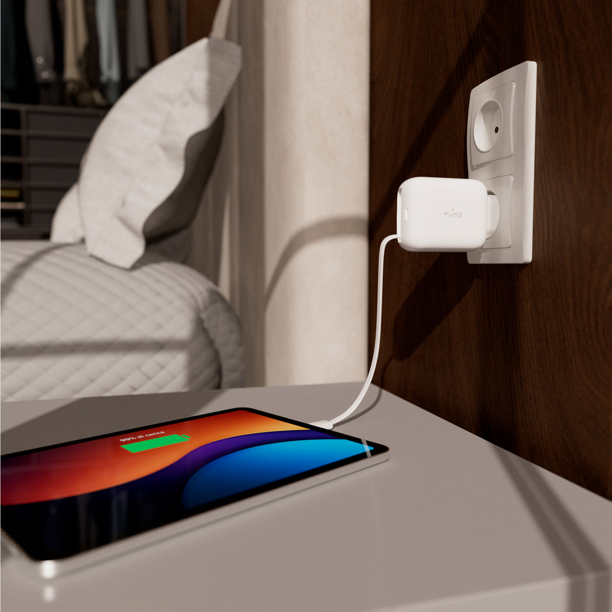 65 W MiniPro GaN wall charger with retractable USB-C cable for smartphones, tablets, laptops