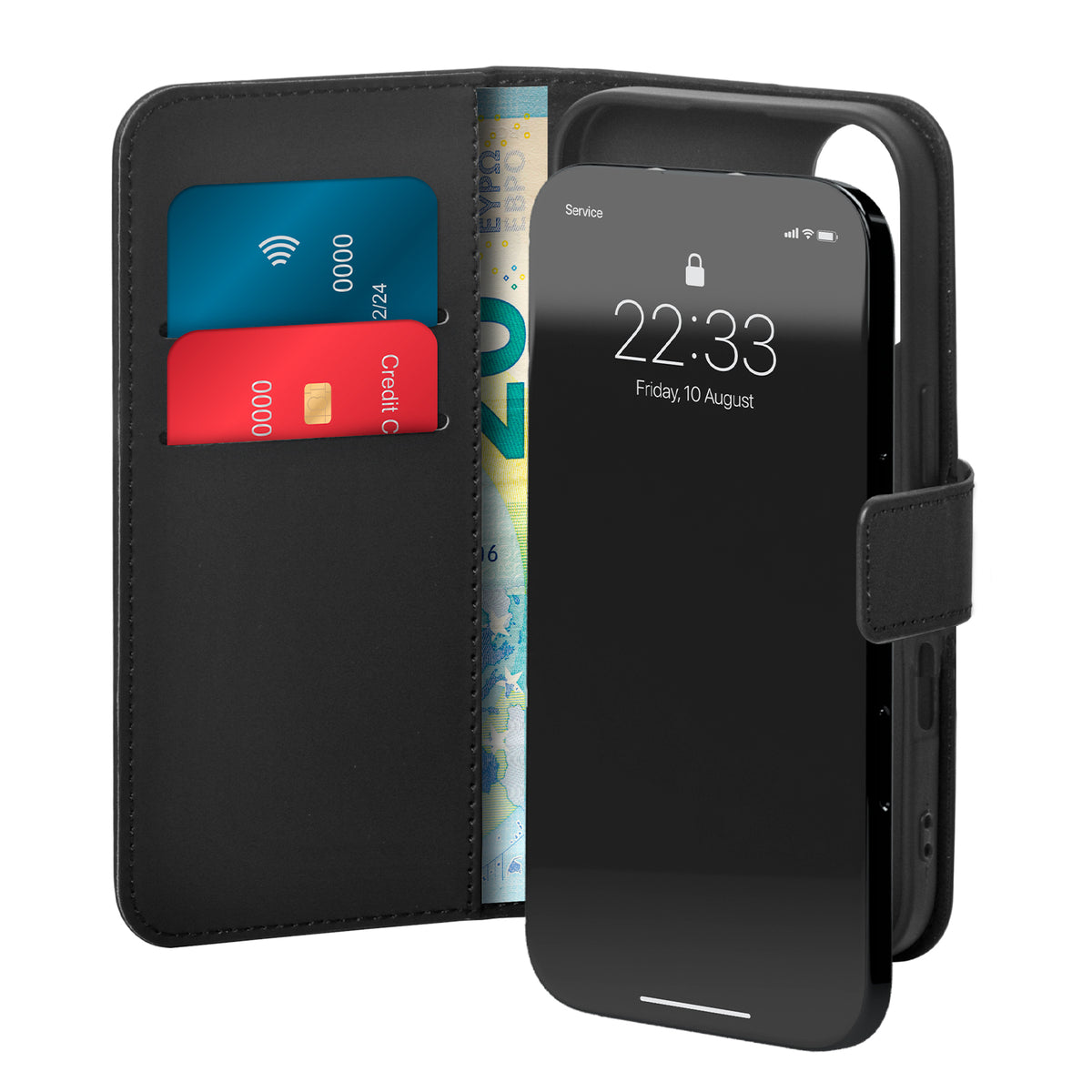 Étui portefeuille avec support pour iPhone 16 Plus