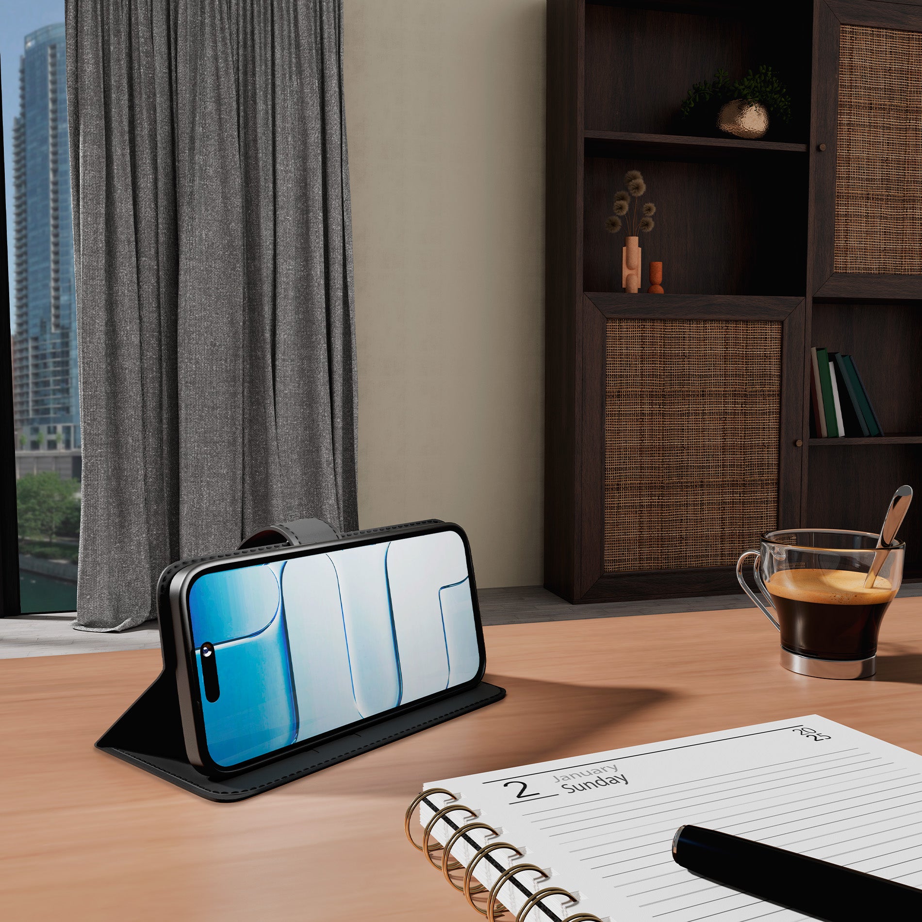 Custodia Wallet Stand per iPhone 17 Pro