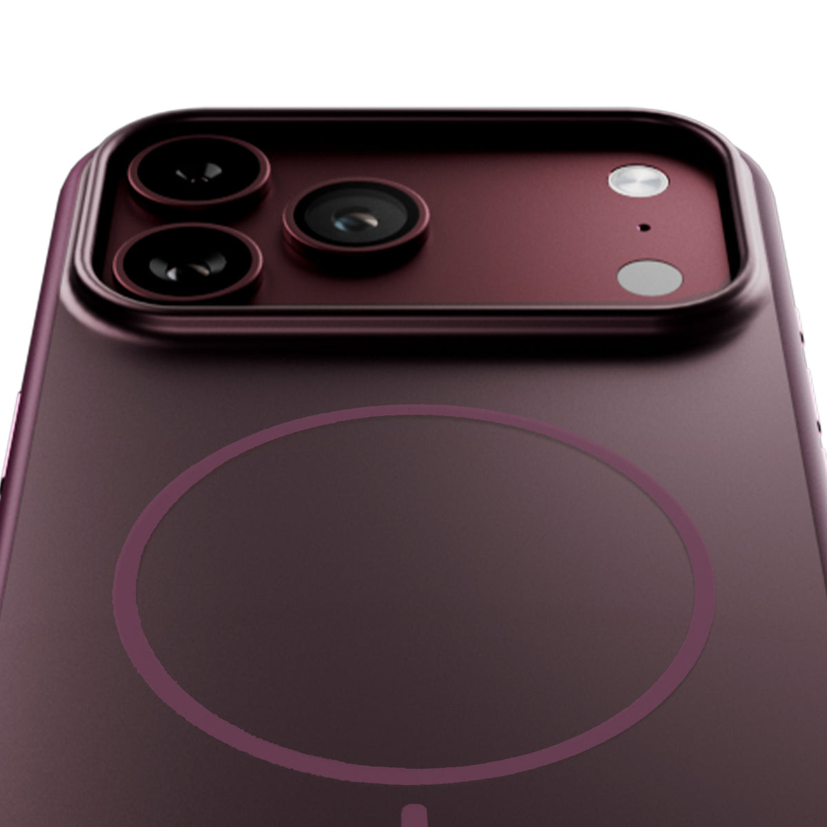Two-tone Blend Mag case for iPhone 18 Pro/17 Pro, compatible with MagSafe, with a soft-touch finish and metallic-effect buttons