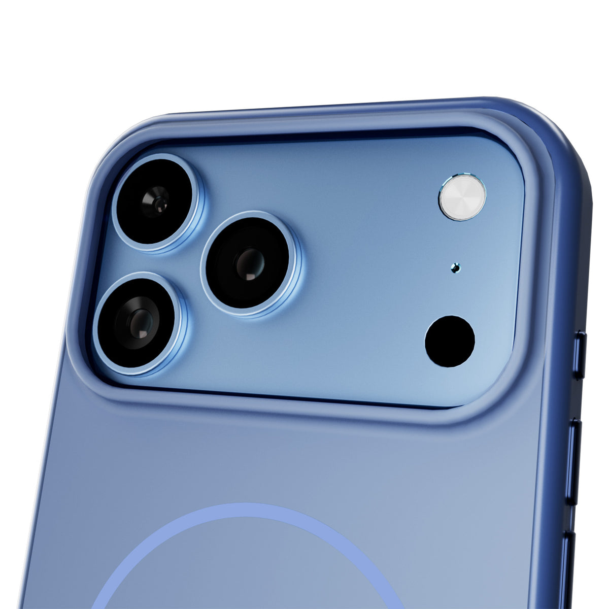 Two-tone Blend Mag case for iPhone 18 Pro/17 Pro, compatible with MagSafe, with a soft-touch finish and metallic-effect buttons