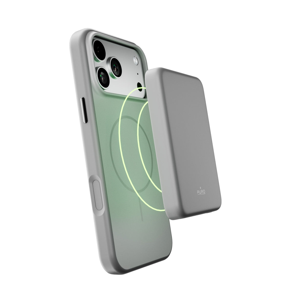 Two-tone Blend Mag case for iPhone 18 Pro/17 Pro, compatible with MagSafe, with a soft-touch finish and metallic-effect buttons