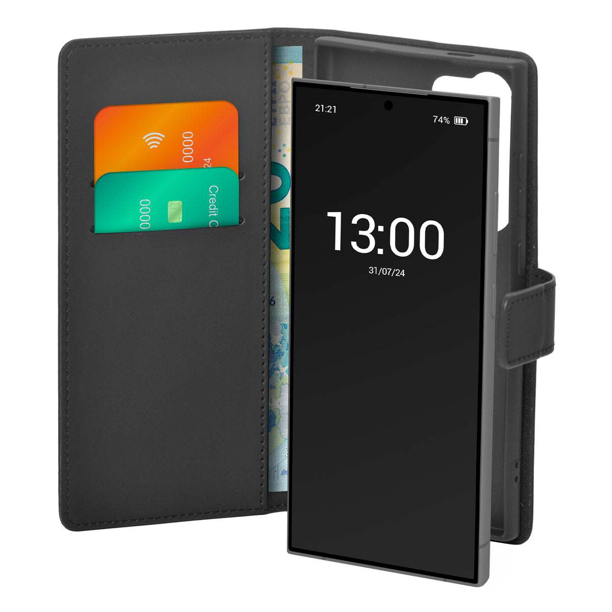 Étui portefeuille avec support pour Samsung Galaxy S24 Ultra