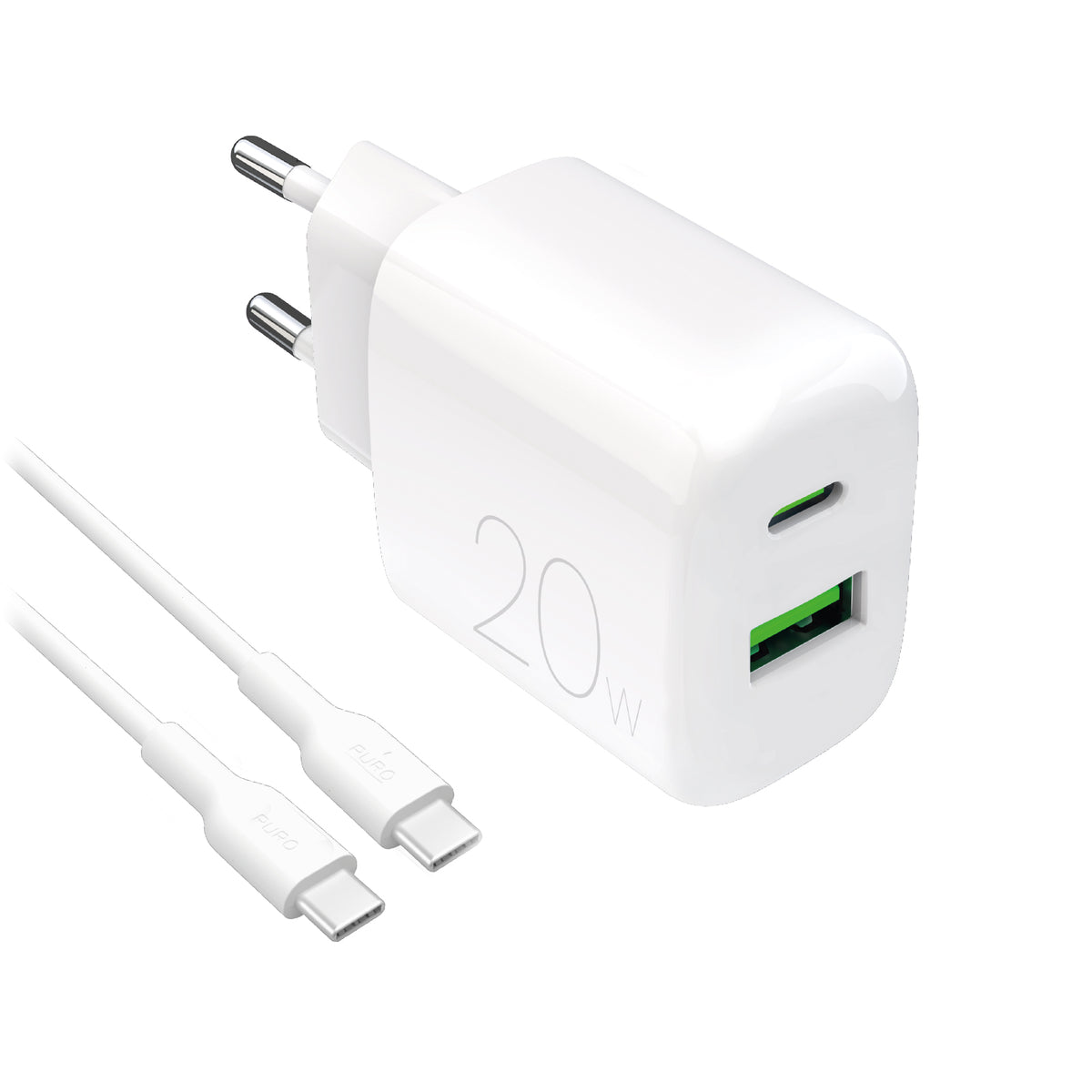  Kit charge 20W USB‑A/USB‑C + câble USB‑C